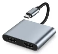 POWERTECH docking station CAB-UC083, 2 θυρών HDMI, USB-C, 4K, γκρι 1