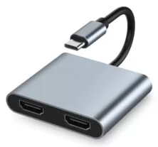 POWERTECH docking station CAB-UC083, 2 θυρών HDMI, USB-C, 4K, γκρι