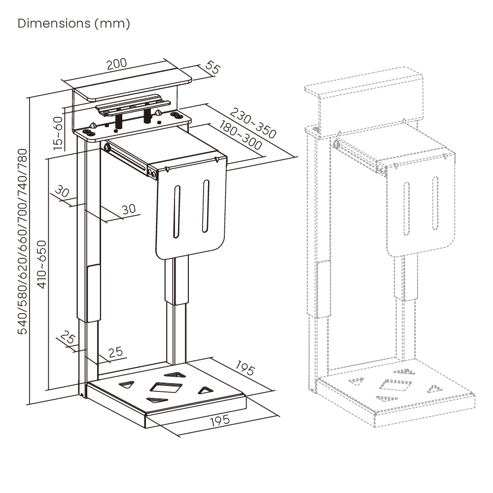 BRATECK βάση γραφείου για PC CPB29-01, universal, μεταλλική, έως 30kg 7 BRATECK βάση γραφείου για PC CPB29-01, universal, μεταλλική, έως 30kg - Image 5
