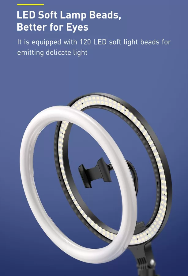 BASEUS φωτιστικό δαχτυλίδι LED CRZB12-B01, 12", χωρίς τρίποδα, μαύρο 5 BASEUS φωτιστικό δαχτυλίδι LED CRZB12-B01, 12", χωρίς τρίποδα, μαύρο - Image 3