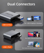 CABLETIME card reader CT-ACCD3-AG για SD & micro SD, USB 3.0, 5Gbps, γκρι 2