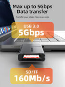 CABLETIME card reader CT-ACCD3-AG για SD & micro SD, USB 3.0, 5Gbps, γκρι 4