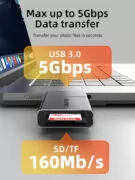 CABLETIME card reader CT-ACCD3-AG για SD & micro SD, USB 3.0, 5Gbps, γκρι 4