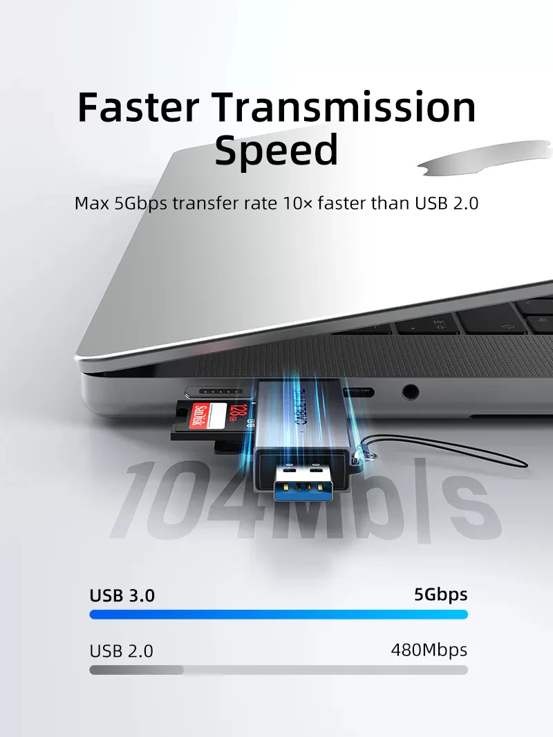 CABLETIME card reader CT-ACSD3-AG, SD/micro SD, USB/USB-C, 5Gbps, γκρι 4 CABLETIME card reader CT-ACSD3-AG, SD/micro SD, USB/USB-C, 5Gbps, γκρι - Image 2