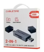 CABLETIME card reader CT-ACSD3-AG, SD/micro SD, USB/USB-C, 5Gbps, γκρι 15 CABLETIME card reader CT-ACSD3-AG, SD/micro SD, USB/USB-C, 5Gbps, γκρι 3