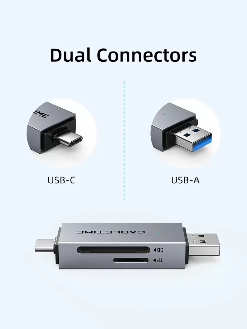 CABLETIME card reader CT-ACSD3-AG, SD/micro SD, USB/USB-C, 5Gbps, γκρι 6 CABLETIME card reader CT-ACSD3-AG, SD/micro SD, USB/USB-C, 5Gbps, γκρι - Image 4