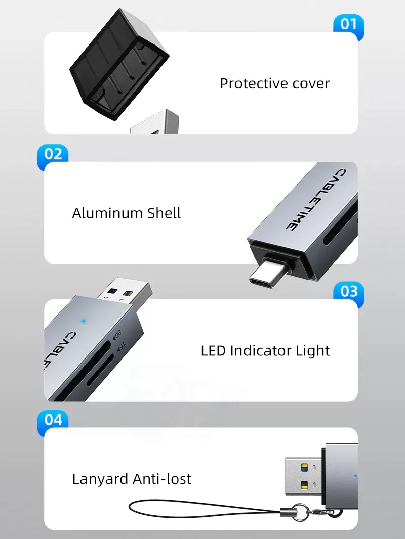 CABLETIME card reader CT-ACSD3-AG, SD/micro SD, USB/USB-C, 5Gbps, γκρι 10 CABLETIME card reader CT-ACSD3-AG, SD/micro SD, USB/USB-C, 5Gbps, γκρι - Image 8