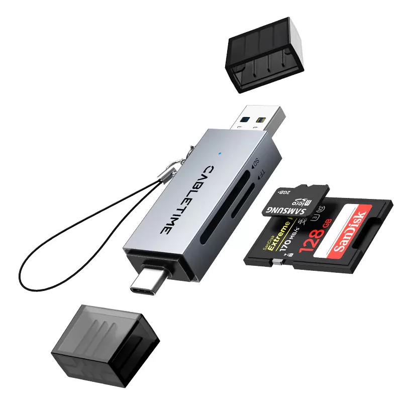 CABLETIME card reader CT-ACSD3-AG, SD/micro SD, USB/USB-C, 5Gbps, γκρι 13 CABLETIME card reader CT-ACSD3-AG, SD/micro SD, USB/USB-C, 5Gbps, γκρι - Image 11