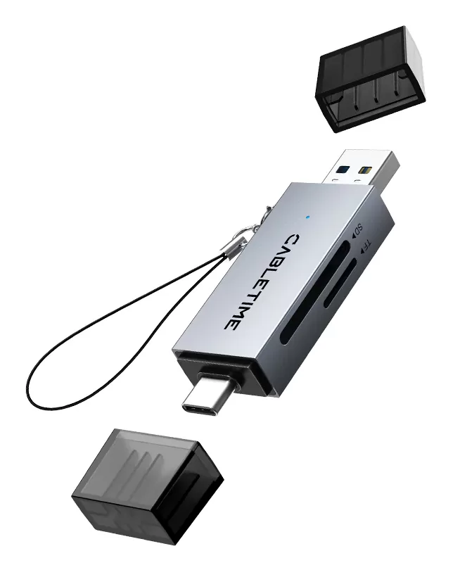 CABLETIME card reader CT-ACSD3-AG, SD/micro SD, USB/USB-C, 5Gbps, γκρι 3 CABLETIME card reader CT-ACSD3-AG, SD/micro SD, USB/USB-C, 5Gbps, γκρι