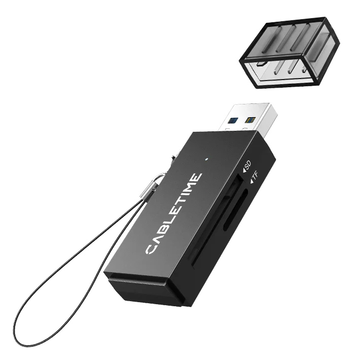 CABLETIME card reader CT-ASD3-PB για SD & micro SD, USB, 5Gbps, μαύρο 3 CABLETIME card reader CT-ASD3-PB για SD & micro SD, USB, 5Gbps, μαύρο