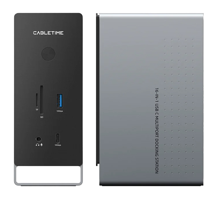 CABLETIME docking station CT-DK181-AG, 16 θυρών, USB-C σύνδεση, 100W PD, 1000Mbps, MST, γκρι 4 CABLETIME docking station CT-DK181-AG, 16 θυρών, USB-C σύνδεση, 100W PD, 1000Mbps, MST, γκρι - Image 2