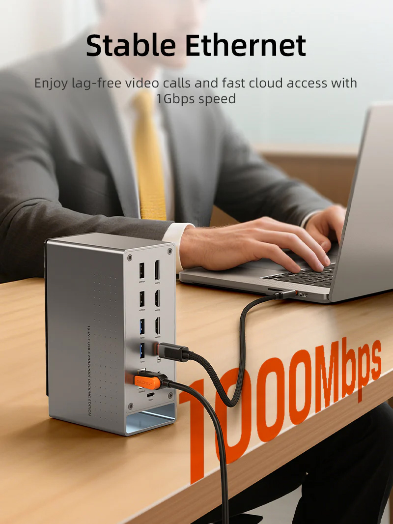 CABLETIME docking station CT-DK181-AG, 16 θυρών, USB-C σύνδεση, 100W PD, 1000Mbps, MST, γκρι 7 CABLETIME docking station CT-DK181-AG, 16 θυρών, USB-C σύνδεση, 100W PD, 1000Mbps, MST, γκρι - Image 5