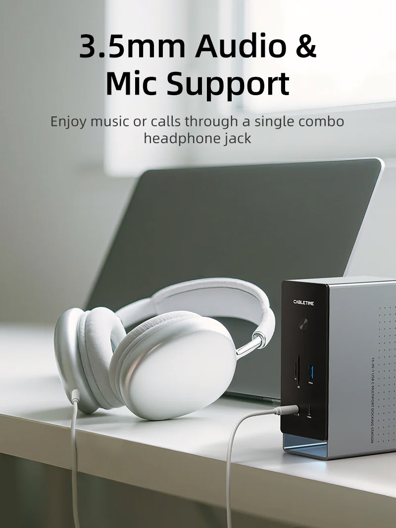 CABLETIME docking station CT-DK181-AG, 16 θυρών, USB-C σύνδεση, 100W PD, 1000Mbps, MST, γκρι 9 CABLETIME docking station CT-DK181-AG, 16 θυρών, USB-C σύνδεση, 100W PD, 1000Mbps, MST, γκρι - Image 7