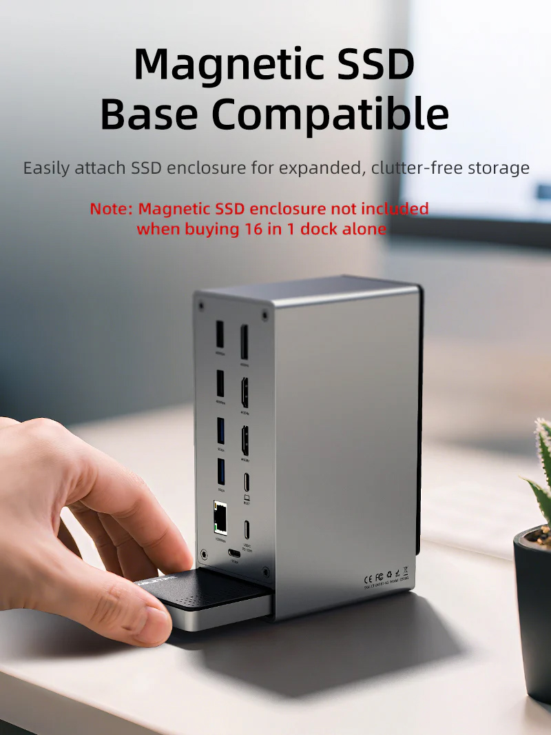 CABLETIME docking station CT-DK181-AG, 16 θυρών, USB-C σύνδεση, 100W PD, 1000Mbps, MST, γκρι 10 CABLETIME docking station CT-DK181-AG, 16 θυρών, USB-C σύνδεση, 100W PD, 1000Mbps, MST, γκρι - Image 8