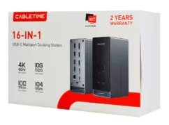 CABLETIME docking station CT-DK181-AG, 16 θυρών, USB-C σύνδεση, 100W PD, 1000Mbps, MST, γκρι 9