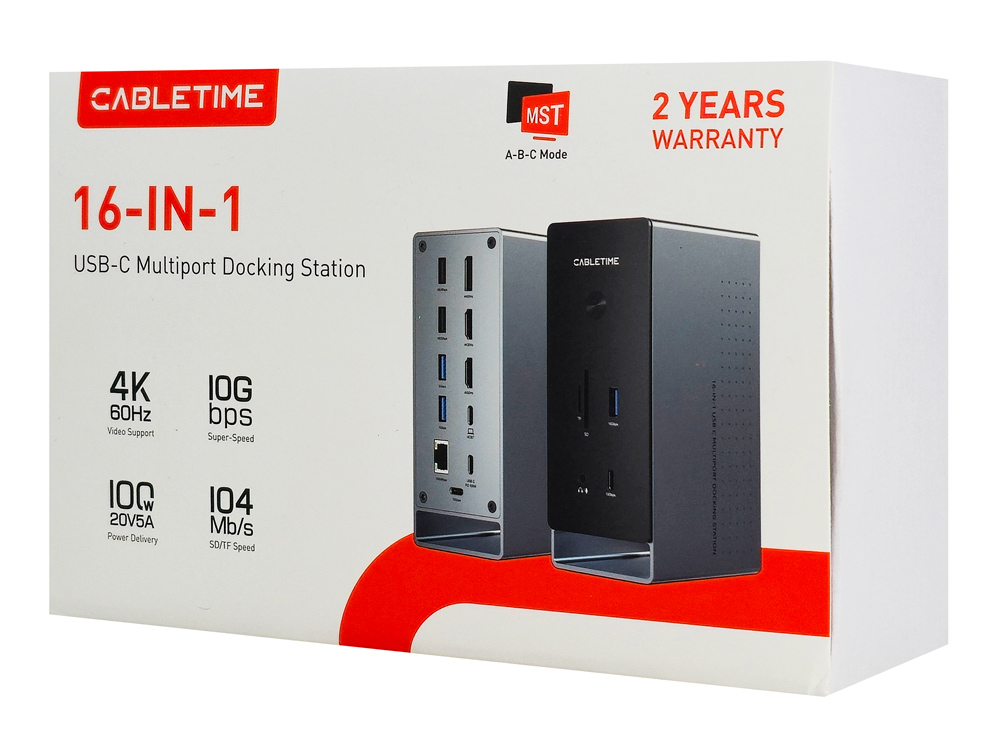 CABLETIME docking station CT-DK181-AG, 16 θυρών, USB-C σύνδεση, 100W PD, 1000Mbps, MST, γκρι 11 CABLETIME docking station CT-DK181-AG, 16 θυρών, USB-C σύνδεση, 100W PD, 1000Mbps, MST, γκρι - Image 9