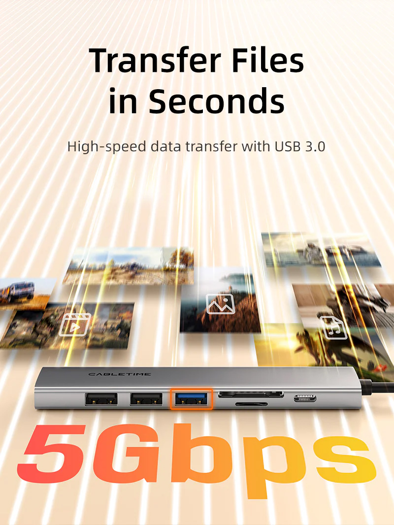 CABLETIME docking station CT-HBP2-AG7, 7 θυρών, USB-C, 4K, 100W, γκρι 6 CABLETIME docking station CT-HBP2-AG7, 7 θυρών, USB-C, 4K, 100W, γκρι - Image 4