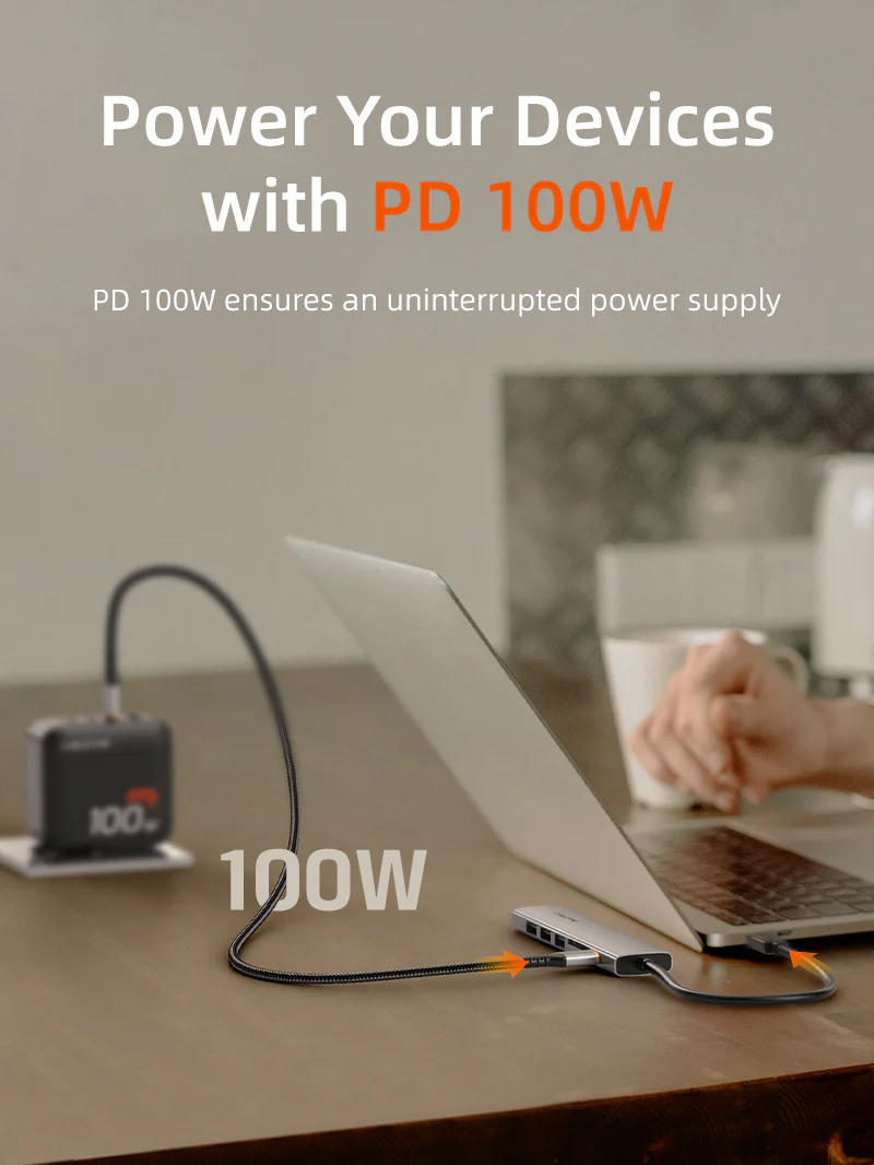 CABLETIME docking station CT-HBP2-AG7, 7 θυρών, USB-C, 4K, 100W, γκρι 7 CABLETIME docking station CT-HBP2-AG7, 7 θυρών, USB-C, 4K, 100W, γκρι - Image 5