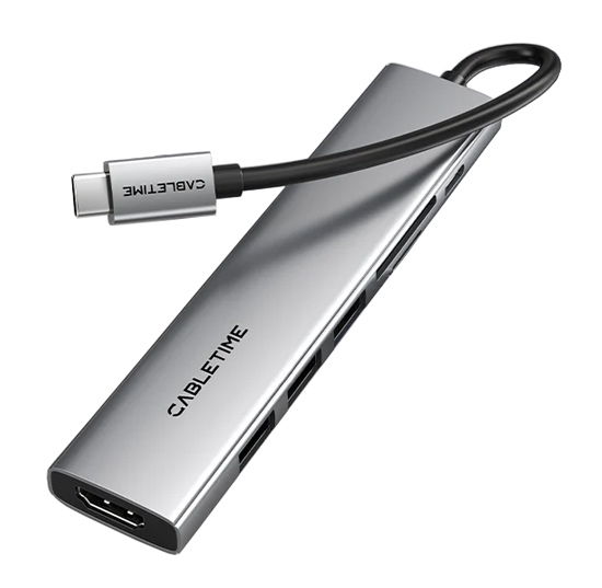 CABLETIME docking station CT-HBP2-AG7, 7 θυρών, USB-C, 4K, 100W, γκρι 3 CABLETIME docking station CT-HBP2-AG7, 7 θυρών, USB-C, 4K, 100W, γκρι