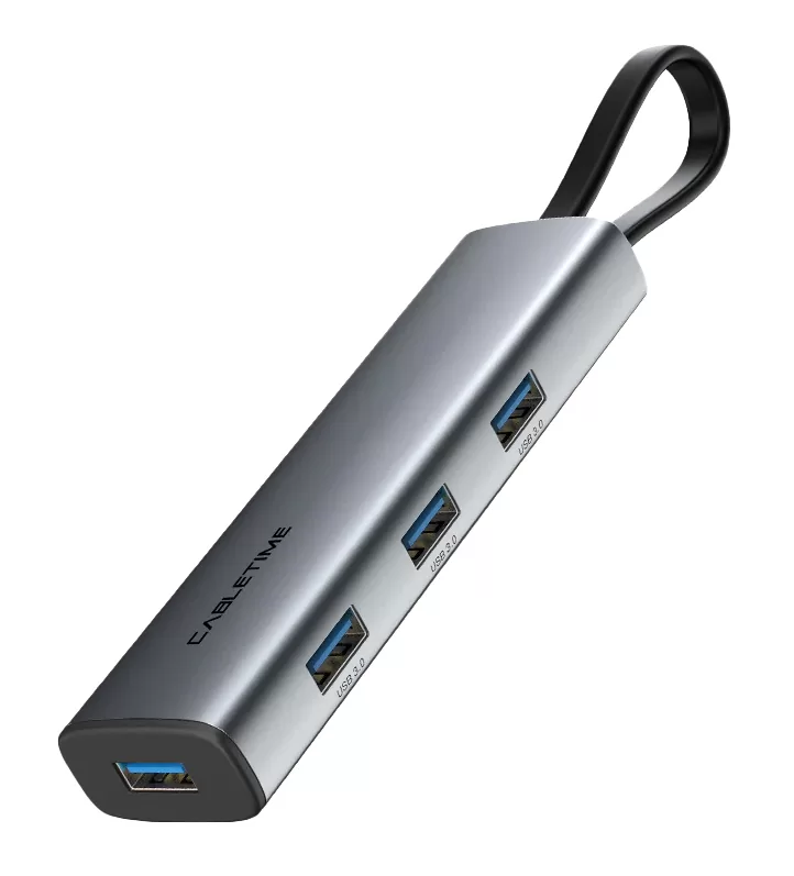CABLETIME USB hub CT-HUBP4, 4x θυρών, 5Gbps, USB-C σύνδεση, γκρι 3 CABLETIME USB hub CT-HUBP4, 4x θυρών, 5Gbps, USB-C σύνδεση, γκρι