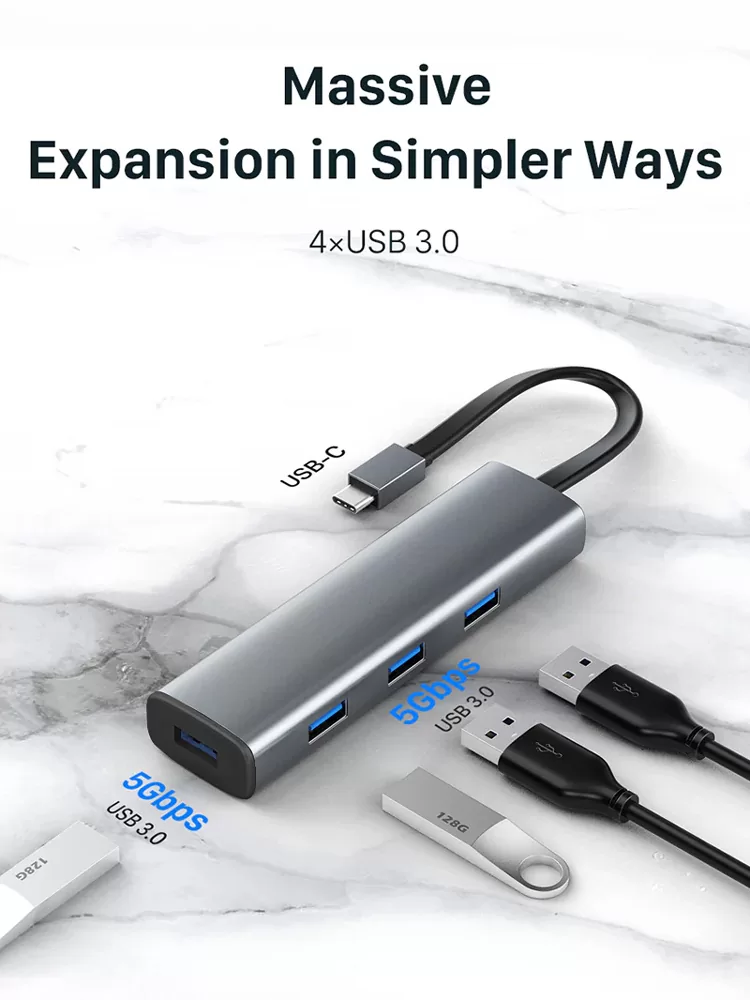 CABLETIME USB hub CT-HUBP4, 4x θυρών, 5Gbps, USB-C σύνδεση, γκρι 4 CABLETIME USB hub CT-HUBP4, 4x θυρών, 5Gbps, USB-C σύνδεση, γκρι - Image 2