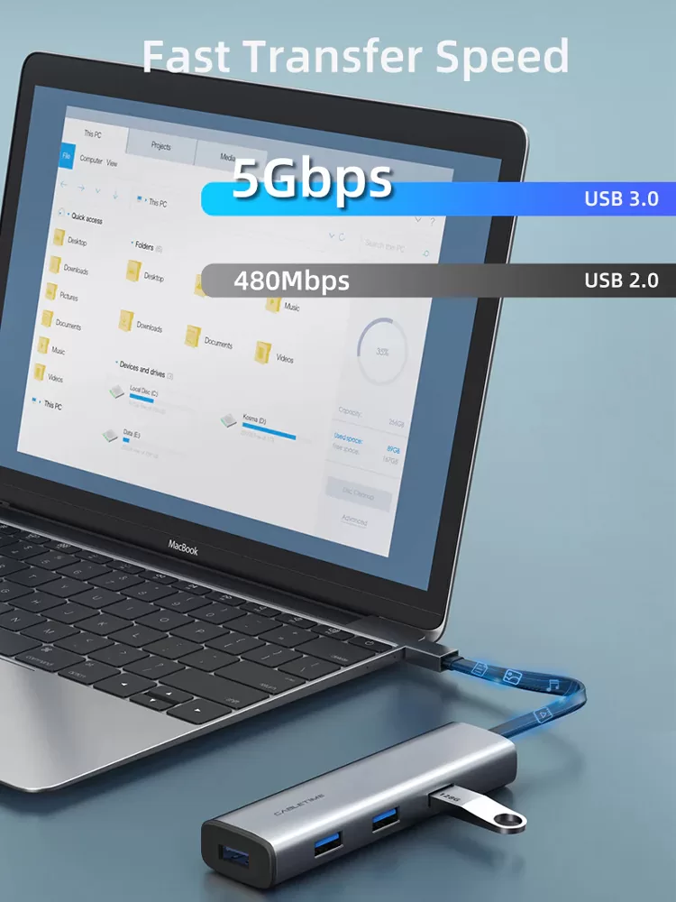 CABLETIME USB hub CT-HUBP4, 4x θυρών, 5Gbps, USB-C σύνδεση, γκρι 6 CABLETIME USB hub CT-HUBP4, 4x θυρών, 5Gbps, USB-C σύνδεση, γκρι - Image 4