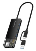 CABLETIME USB hub CT-HUBT3-PB, 4x θυρών, 5Gbps, USB/USB-C σύνδεση, μαύρο 1