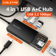 CABLETIME USB hub CT-HUBT5-PB, 4x θυρών, 10Gbps, USB/USB-C σύνδεση, μαύρο 13 CABLETIME USB hub CT-HUBT5-PB, 4x θυρών, 10Gbps, USB/USB-C σύνδεση, μαύρο 2