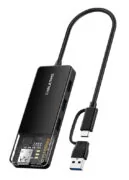 CABLETIME USB hub CT-HUBT5-PB, 4x θυρών, 10Gbps, USB/USB-C σύνδεση, μαύρο 1