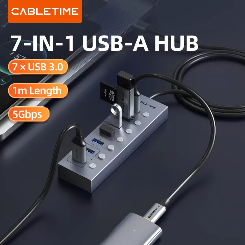 CABLETIME USB hub CT-HUBU7-AG, 7x θυρών, 5Gbps, USB σύνδεση, 1m, γκρι 4 CABLETIME USB hub CT-HUBU7-AG, 7x θυρών, 5Gbps, USB σύνδεση, 1m, γκρι - Image 2