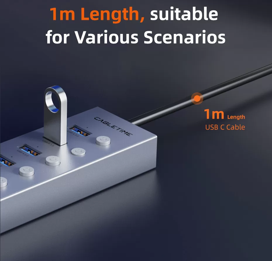 CABLETIME USB hub CT-HUBU7-AG, 7x θυρών, 5Gbps, USB σύνδεση, 1m, γκρι 12 CABLETIME USB hub CT-HUBU7-AG, 7x θυρών, 5Gbps, USB σύνδεση, 1m, γκρι - Image 10