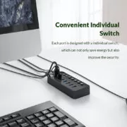 ORICO USB hub CT2U3-7AB με διακόπτες, 7x θυρών, USB 3.0, 5Gbps, USB σύνδεση, μαύρο 2