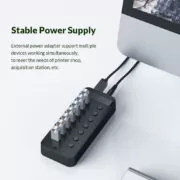 ORICO USB hub CT2U3-7AB με διακόπτες, 7x θυρών, USB 3.0, 5Gbps, USB σύνδεση, μαύρο 4