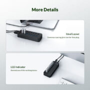 ORICO USB hub CT2U3-7AB με διακόπτες, 7x θυρών, USB 3.0, 5Gbps, USB σύνδεση, μαύρο 5