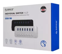 ORICO USB hub CT2U3-7AB με διακόπτες, 7x θυρών, USB 3.0, 5Gbps, USB σύνδεση, μαύρο 7