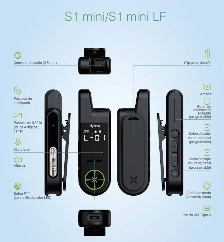 Pack 16 Hytera S1 Mini LF PMR-446 Walkie-Talkie + Πολλαπλός Φορτιστής – Ελεύθερης Χρήσης 5 Pack 16 Hytera S1 Mini LF PMR-446 Walkie-Talkie + Πολλαπλός Φορτιστής – Ελεύθερης Χρήσης - Image 3