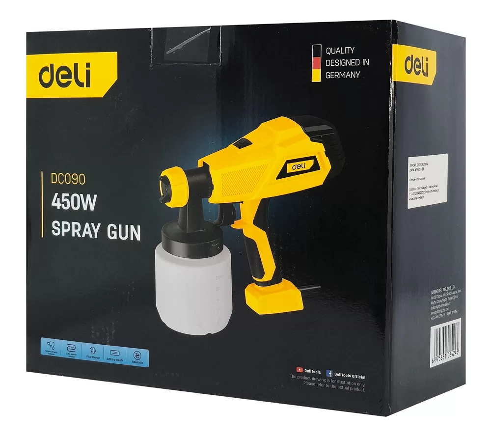 DELI ηλεκτρικό πιστόλι βαφής DC090 με δοχείο 800ml, 450W 7 DELI ηλεκτρικό πιστόλι βαφής DC090 με δοχείο 800ml, 450W - Image 5