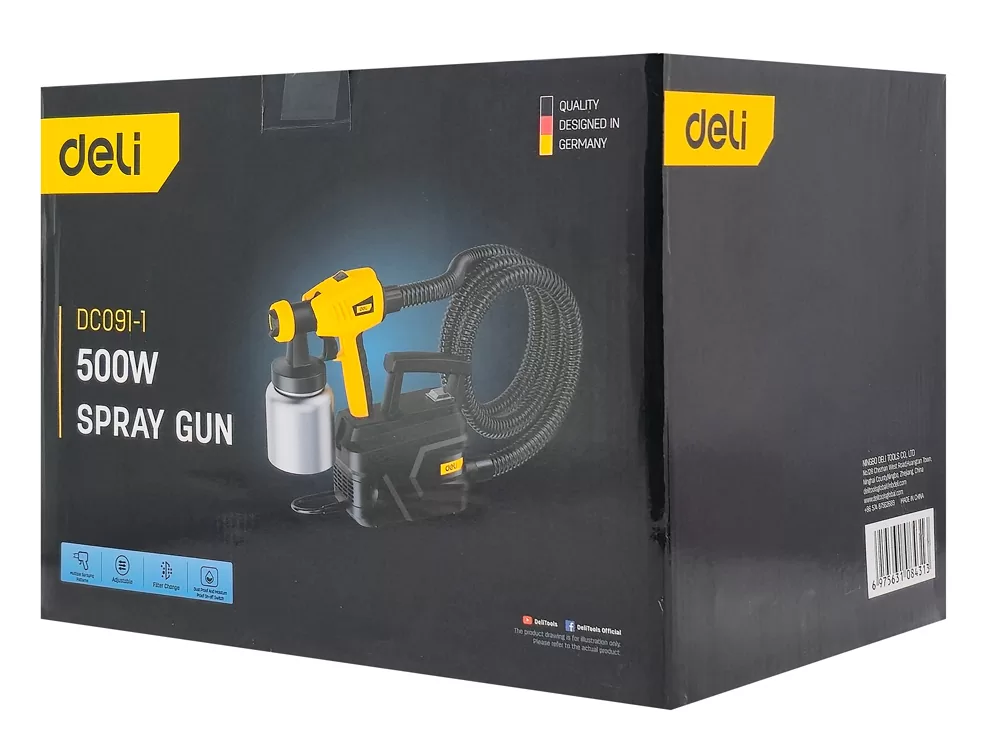DELI ηλεκτρικό πιστόλι βαφής DC091-1 με δοχείο 800ml, 500W 7 DELI ηλεκτρικό πιστόλι βαφής DC091-1 με δοχείο 800ml, 500W - Image 5
