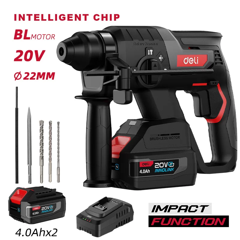 DELI κρουστικό σκαπτικό μπαταρίας DE-DC20-2D4, Brushless, 20V, 2x 4Ah, 2J 3 DELI κρουστικό σκαπτικό μπαταρίας DE-DC20-2D4, Brushless, 20V, 2x 4Ah, 2J