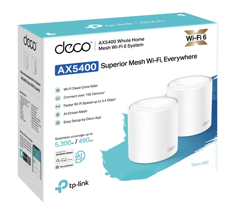 TP-LINK Home Mesh Wi-Fi System Deco X60, 5400Mbps AX5400, Ver. 3.2, 2τμχ 10 TP-LINK Home Mesh Wi-Fi System Deco X60, 5400Mbps AX5400, Ver. 3.2, 2τμχ - Image 8