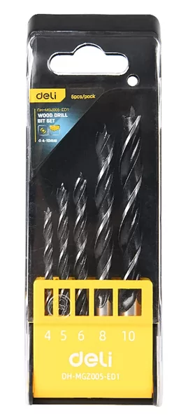 DELI σετ τρυπάνια DH-MGZ005-ED1 για ξύλο, 4-10mm, 5τμχ 3 DELI σετ τρυπάνια DH-MGZ005-ED1 για ξύλο, 4-10mm, 5τμχ