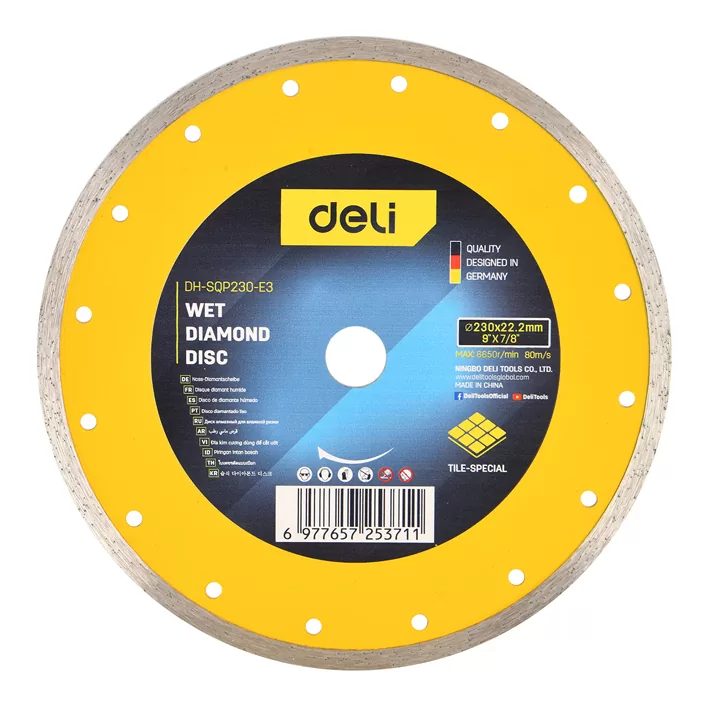 DELI δίσκος κοπής διαμαντέ DH-SQP230-E3, δομικών υλικών, 230mm, 6650rpm, wet 3 DELI δίσκος κοπής διαμαντέ DH-SQP230-E3, δομικών υλικών, 230mm, 6650rpm, wet
