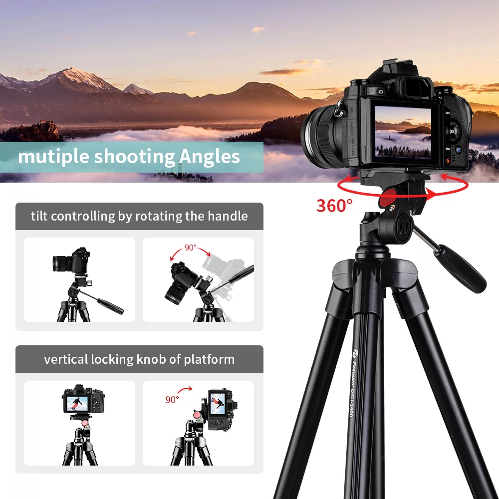 FOTOPRO τρίποδο φωτογράφισης DIGI-3400, πτυσσόμενο έως 121cm, έως 2kg, μαύρο 5 FOTOPRO τρίποδο φωτογράφισης DIGI-3400, πτυσσόμενο έως 121cm, έως 2kg, μαύρο - Image 3