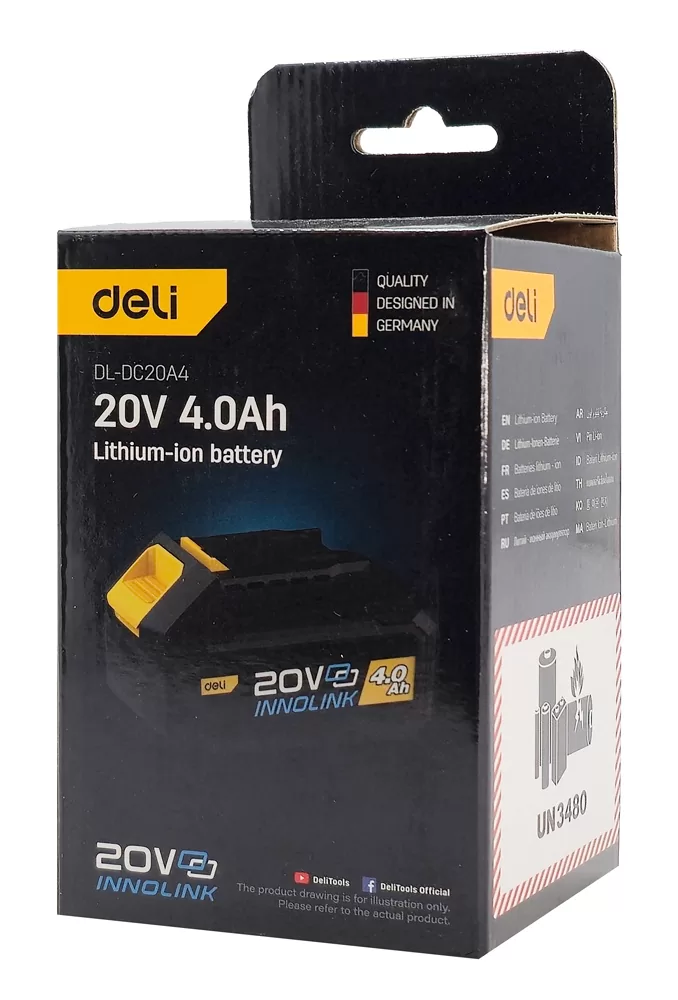 DELI μπαταρία λιθίου για εργαλεία μπαταρίας DL-DC20A4, 20V 4Ah 5 DELI μπαταρία λιθίου για εργαλεία μπαταρίας DL-DC20A4, 20V 4Ah - Image 3