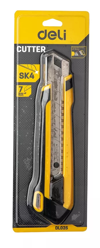 DELI πλαστικό κοπίδι με ασφάλεια DL025, 25mm, κίτρινο 5 DELI πλαστικό κοπίδι με ασφάλεια DL025, 25mm, κίτρινο - Image 3