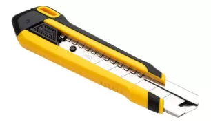 DELI πλαστικό κοπίδι με ασφάλεια DL025, 25mm, κίτρινο 1