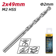 DELI σετ τρυπάνια DL16020G για μέταλλο, M2 HSS, 2x49mm, κυλινδρικό, 20τμχ 2