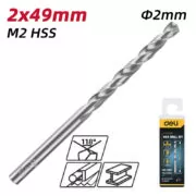 DELI σετ τρυπάνια DL16020G για μέταλλο, M2 HSS, 2x49mm, κυλινδρικό, 20τμχ 2