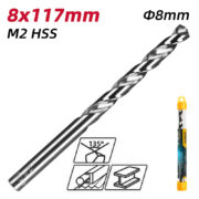 DELI τρυπάνι DL16080G για μέταλλο, M2 HSS, 8x117mm, κυλινδρικό 2