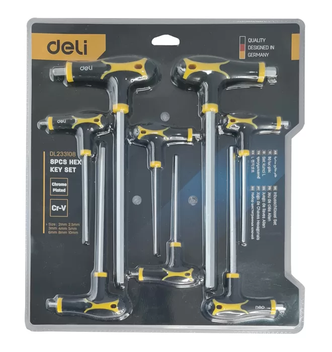 DELI σετ κλειδιά Allen DL233108, τύπου Ταφ, 2-10mm, Cr-V, 8τμχ 4 DELI σετ κλειδιά Allen DL233108, τύπου Ταφ, 2-10mm, Cr-V, 8τμχ - Image 2